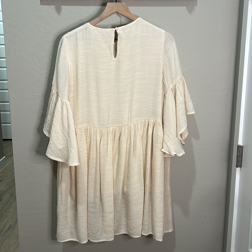 Umgee Embroidered Dress Cream Boho Cottagecore Gauze Flowy Mini Embroidery Midi - Picture 6 of 10